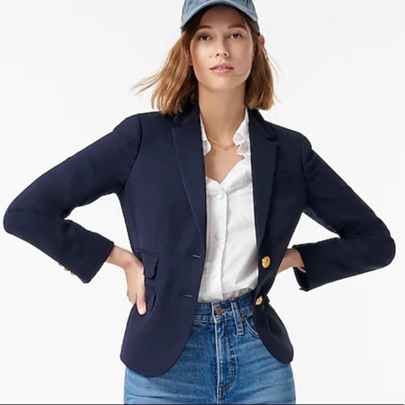 J. CREW school boy Blazer in Italian Stretch Wool Navy and Gold Button Details - Picture 11 of 13